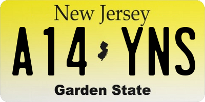 NJ license plate A14YNS