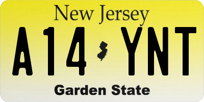 NJ license plate A14YNT