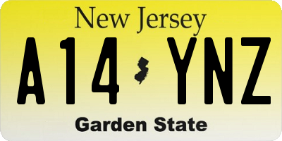NJ license plate A14YNZ