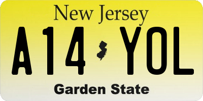 NJ license plate A14YOL