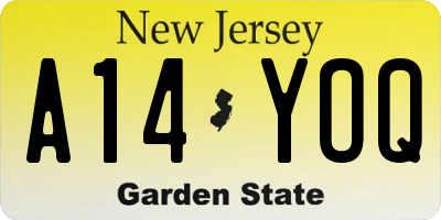 NJ license plate A14YOQ