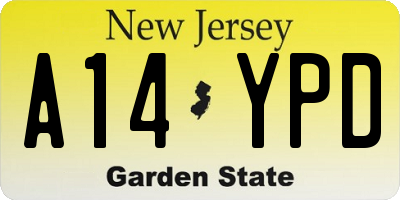 NJ license plate A14YPD