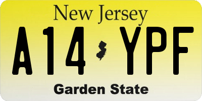 NJ license plate A14YPF