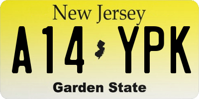 NJ license plate A14YPK