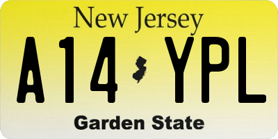 NJ license plate A14YPL