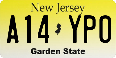 NJ license plate A14YPO