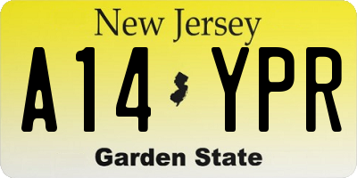 NJ license plate A14YPR