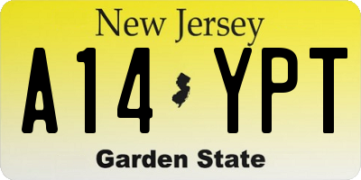 NJ license plate A14YPT