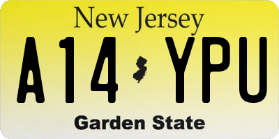 NJ license plate A14YPU