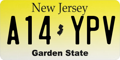 NJ license plate A14YPV