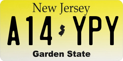 NJ license plate A14YPY