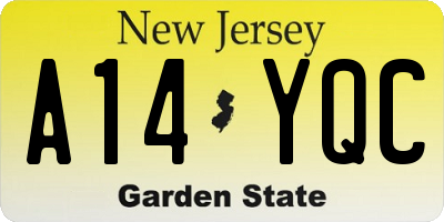 NJ license plate A14YQC