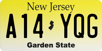 NJ license plate A14YQG