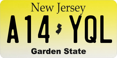 NJ license plate A14YQL