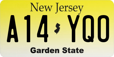 NJ license plate A14YQO