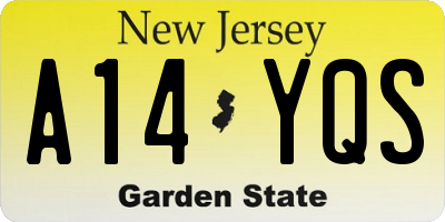 NJ license plate A14YQS