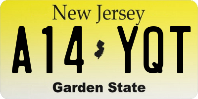 NJ license plate A14YQT