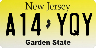 NJ license plate A14YQY