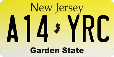 NJ license plate A14YRC