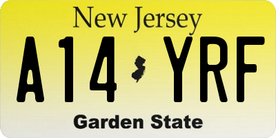 NJ license plate A14YRF