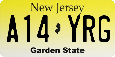 NJ license plate A14YRG