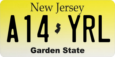 NJ license plate A14YRL