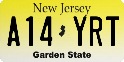 NJ license plate A14YRT