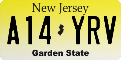 NJ license plate A14YRV