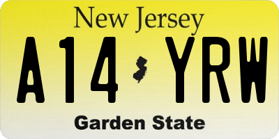 NJ license plate A14YRW