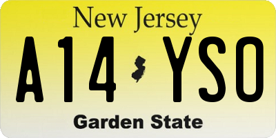 NJ license plate A14YSO