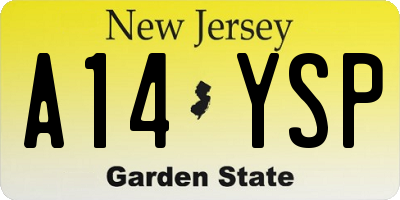 NJ license plate A14YSP
