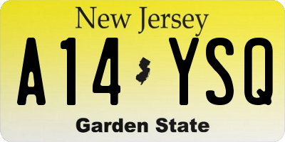 NJ license plate A14YSQ