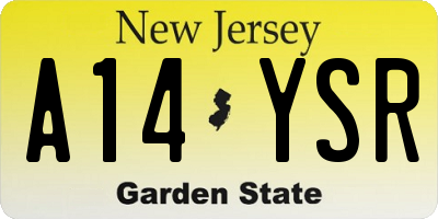 NJ license plate A14YSR