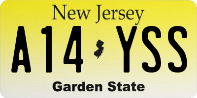 NJ license plate A14YSS
