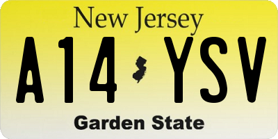 NJ license plate A14YSV