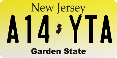 NJ license plate A14YTA