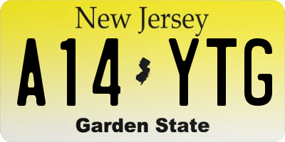 NJ license plate A14YTG