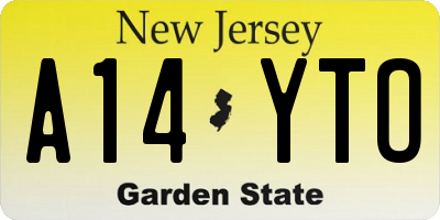 NJ license plate A14YTO