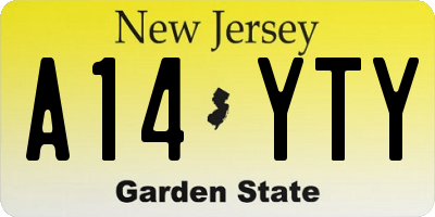 NJ license plate A14YTY