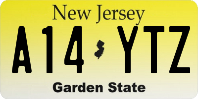 NJ license plate A14YTZ