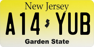 NJ license plate A14YUB