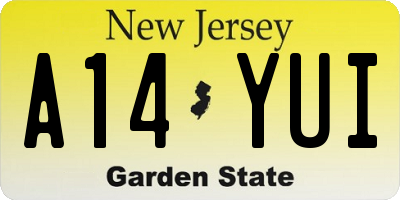 NJ license plate A14YUI