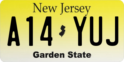 NJ license plate A14YUJ
