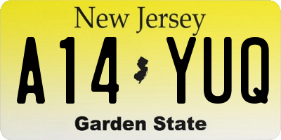 NJ license plate A14YUQ