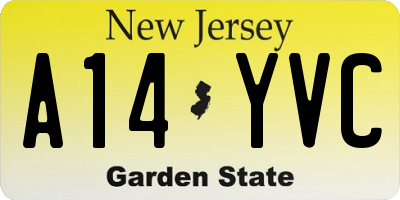 NJ license plate A14YVC