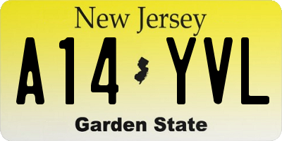NJ license plate A14YVL