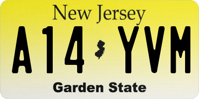 NJ license plate A14YVM