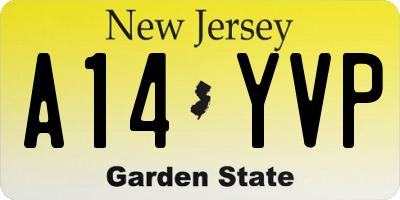 NJ license plate A14YVP