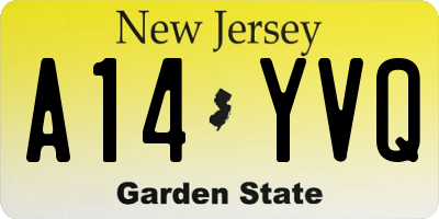 NJ license plate A14YVQ