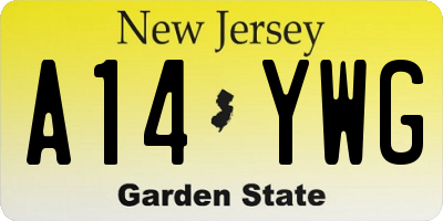 NJ license plate A14YWG